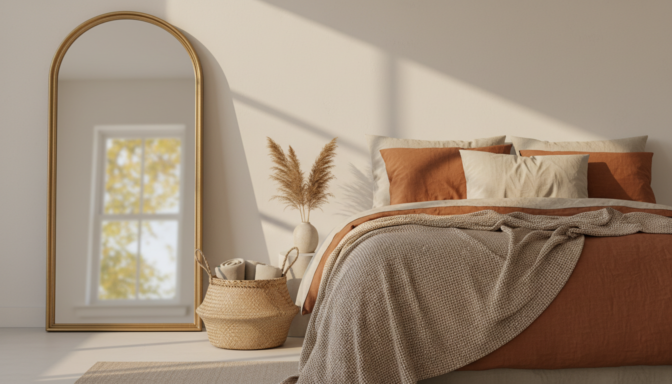 A Leaning Floor Mirror: The Easiest Upgrade for a Bedroom